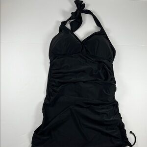 Always for Me Chic Solids Black Halter Swimsuit Sz 16W